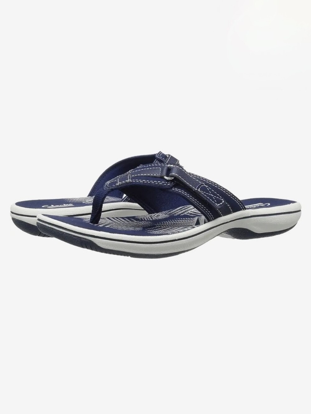 Clarks Breeze Sea Navy Adjustable Flip‑Flop Sandals W 10